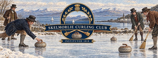 Historic outdoor curling scene for Skelmorlie Curling Club, instituted 1818